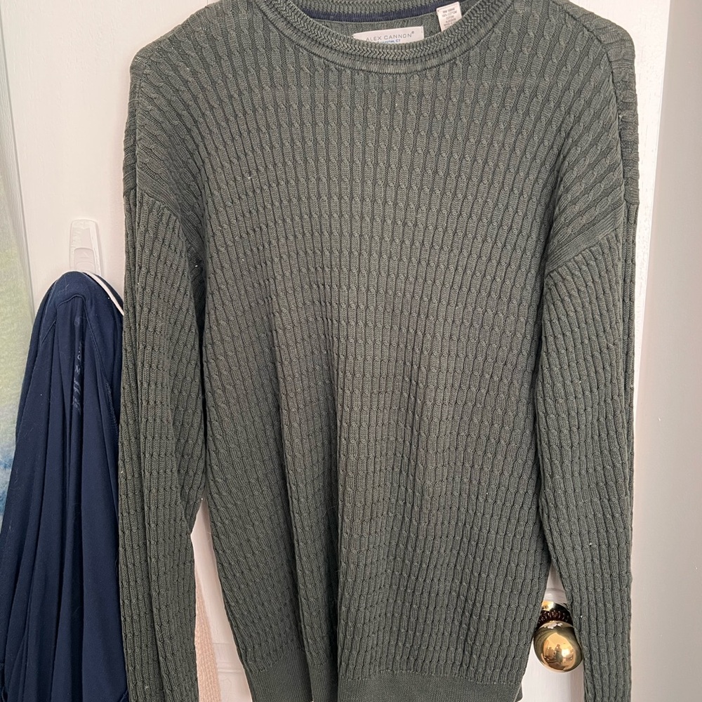 Vintage Olive Crewneck Sweater for Men - Picture 4 of 5